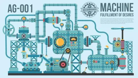 Fantastic steampunk machine Stock Illustration
