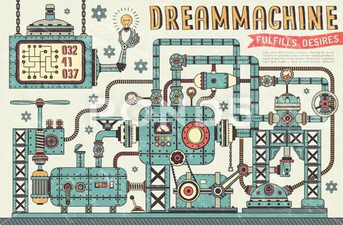 Fantastic steampunk machine Stock Illustration