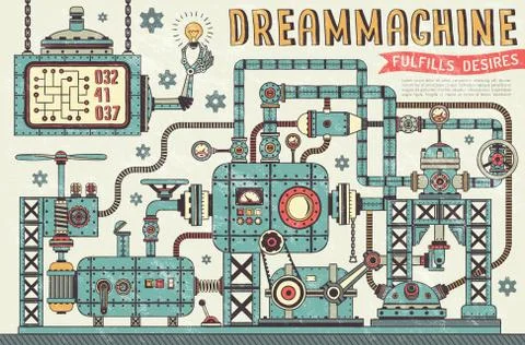 Fantastic steampunk machine Illustrazione stock