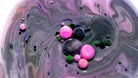 Fantastic structure of colorful bubbles. Abstract paint with marble pattern. Stock Footage 91899258