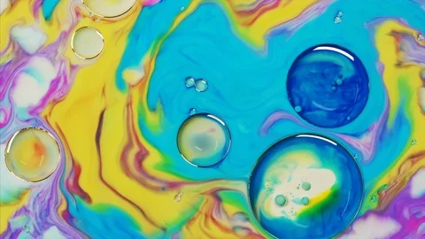 Fantastic structure of colorful bubbles. Abstract colorful paint Stock Footage 115409568