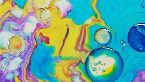 Fantastic structure of colorful bubbles. Abstract colorful paint Stock Footage 115479821