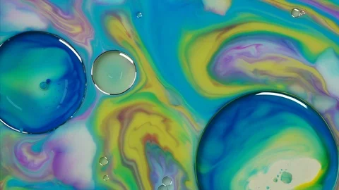 Fantastic structure of colorful bubbles. Abstract colorful paint Stock Footage 116046050