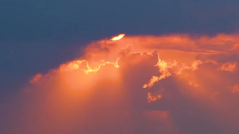 Fantastic Sun Behind the Clouds at Sunset, Long Footage Stock Footage 156940101