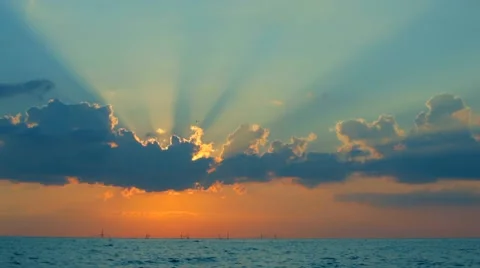 Fantastic Sun Rays From Behind The Clouds Stock Footage 52717003