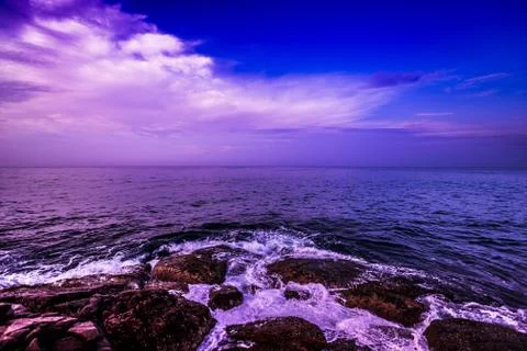 Fantastic sunset on the beach Stock Photos