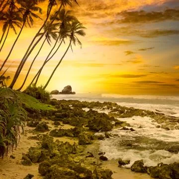 Fantastic sunset on the ocean Foto stock