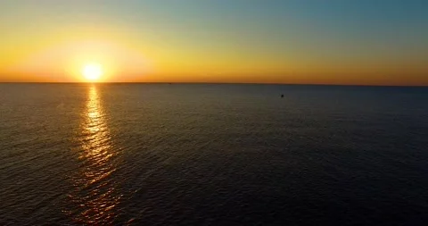 Fantastic Sunset View in the Ocean 4k Drone Shot Stock Footage 149140472