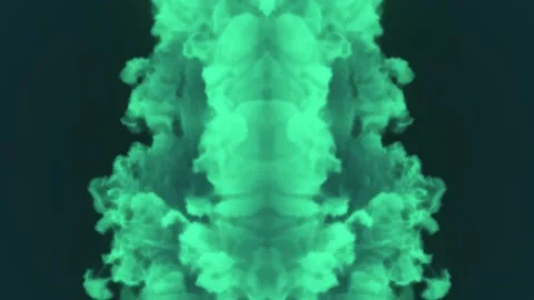Fantastic symmetrical explosion with green colored smoke. 3d rendering animation Stock Footage 237237004