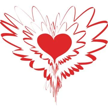 Fantastic variation with red heart Illustrazione stock