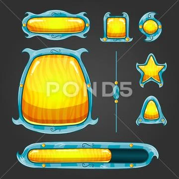 Fantastic vector game user interface assets Stock Illustration