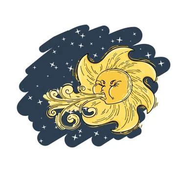 Fantastic vector illustration with the solar wind. Stock Illustration