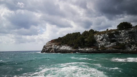 Fantastic view Cala Romantica clouds pull in the summer sky Video stock 108410171