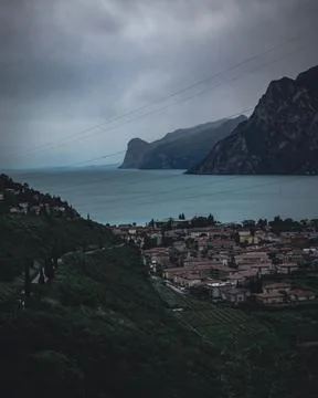 Fantastic view on a dramatic garda lake Stock Photos