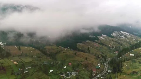 Fantastic view from drone to wide mountain valley. Stock Footage 282579751