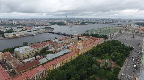 Fantastic view from the height of the river and canals of St. Petersburg Video stock 88948223