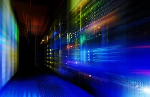 Fantastic view of the mainframe in the data center row Stock Illustration