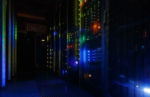 Fantastic view of the mainframe in the data center row Stock Illustration