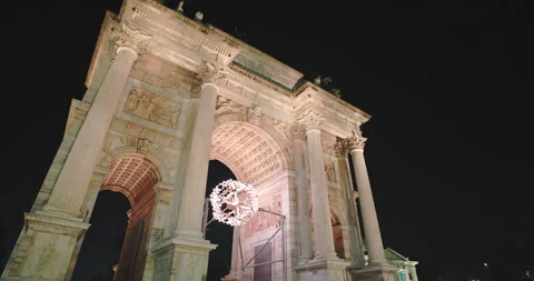 Fantastic view of the Olympic flame in Piazza Sempione in Milan, Italy Stock Footage 328784084