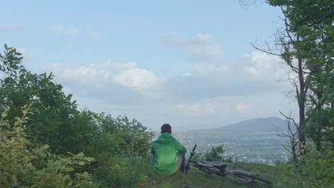 A fantastic view from the top of the mountains. Video stock 97053090