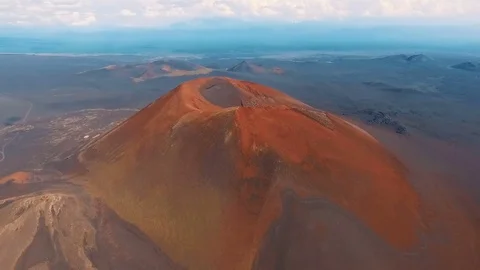 Fantastic view of the volcano. aerial view look into the crater. Video for Stock Footage 73103485