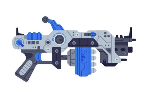 Fantastic Weapon and Raygun as Destructive Energy Gun Vector Illustration Stock Illustration