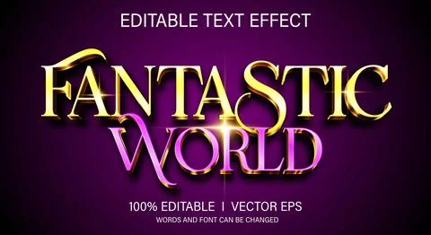 Fantastic world 3d vector text effect with modern style design Stock Illustration