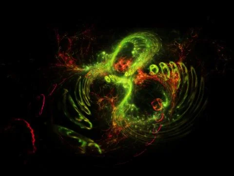 Fantastically translucent green space nebula with a complex structure consisting Stock Illustration