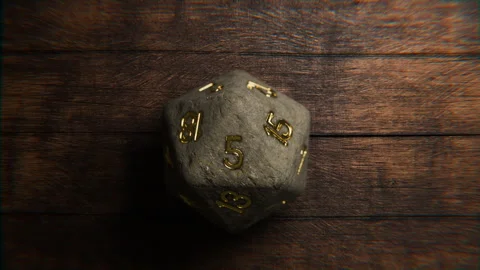 Fantasy 20-Sided Dice Roll Stock Footage 314823653