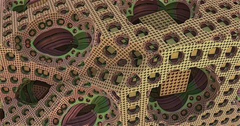 Fantasy 3d gold on light backdrop. Fantasy fractal design. 3d abstract Video stock 116199030