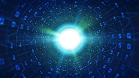 A fantasy 3d illustration of a blue binary pipe covered with wavy and crisscr Stock Illustration