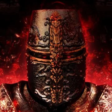 Fantasy 3d render illustration of possessed evil templar crusader knight in m Stock-Illustration