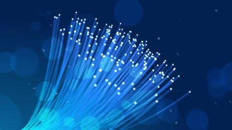 Fantasy 3d rendering of a bunch of light blue optical fiber tubes stretching  Stock Illustration