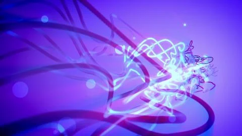 Fantasy 3d rendering of a number of light blue and dark blue twisted and intr Stock-Illustration