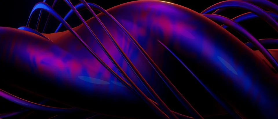 Fantasy Abstract DNA Three Dimensional BlueViolet Abstract Background 3D Rend Stock Illustration