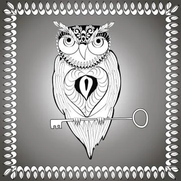 Fantasy abstract OWL Illustrazione stock