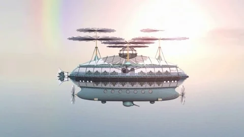 Fantasy Airship Stock Footage 82393761