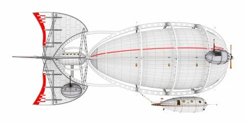Fantasy airship isolated on white background Stock Illustration