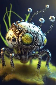 Fantasy alien bug, spy beetle, cybernetic micro robot Stock Illustration