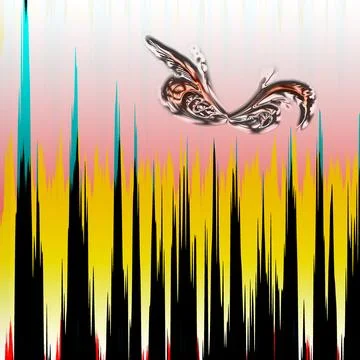 Fantasy alien creature flying in surreal scene Stock-Illustration