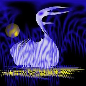 Fantasy alien creature night scene Stock Illustration