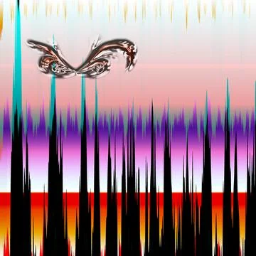 Fantasy alien creature surreal scene Illustrazione stock