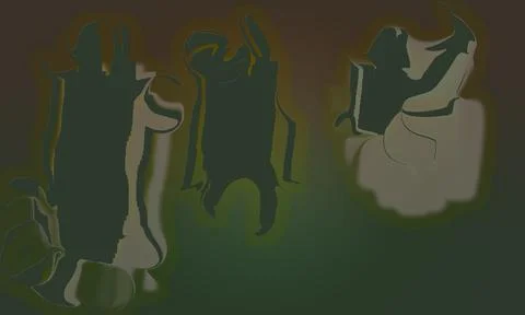 Fantasy alien invaders green background Stock Illustration