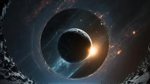 Fantasy alien planet in deep space Stock Illustration