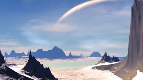 Fantasy alien planet. Rocks and  moon Stock Footage 49152365