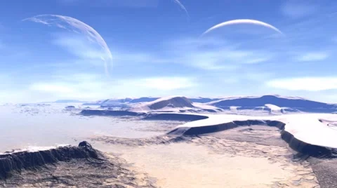 Fantasy alien planet. Rocks and  moon Stock Footage 49152490