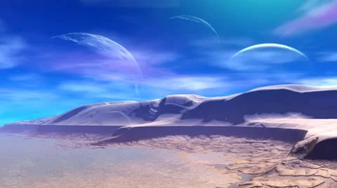 Fantasy alien planet. Rocks and  moon Stock Footage 49152496