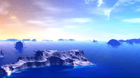 Fantasy alien planet. Rocks and  moon Stock Footage 49152535