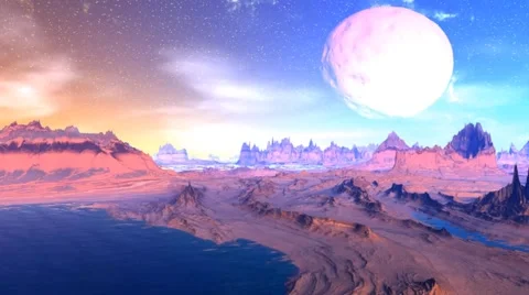 Fantasy alien planet. Rocks and  moon 스톡 동영상 49152722