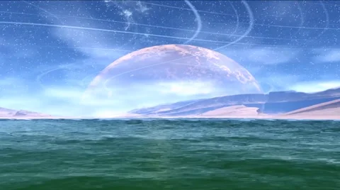 Fantasy alien planet. Rocks and lake Vídeos de archivo 60108238